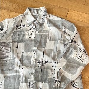 Vintage Gray and White Artistic Blouse